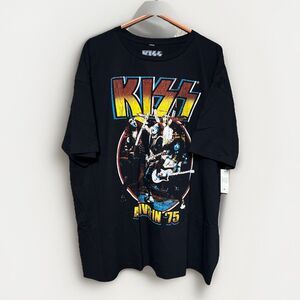 3XL KISS Alive in 75 Black Graphic Black Rock and Roll T-Shirt NEW